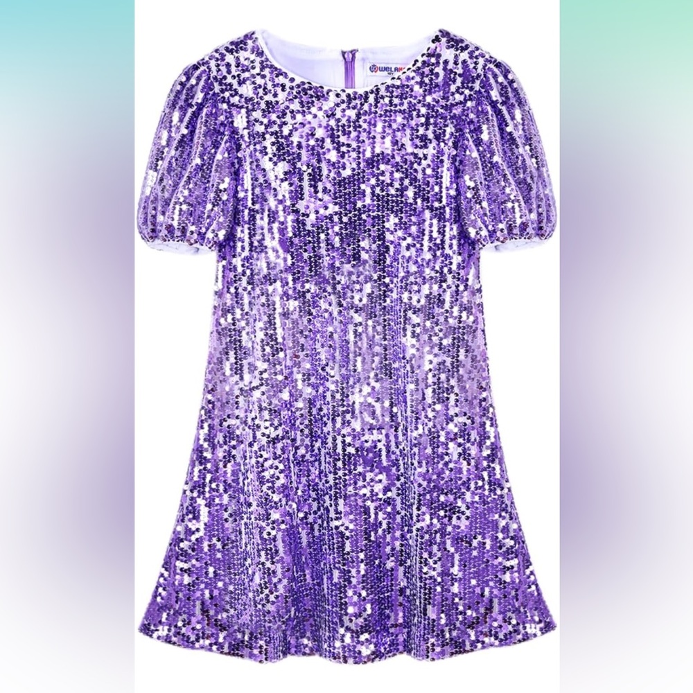 Purple Sequin Girls Dress